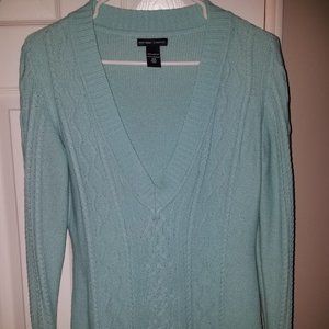Seafoam green cable knit sweater